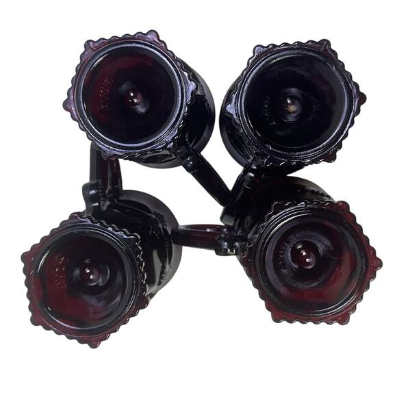 Avon Cape Cod Ruby Red 5" Footed Coffee Cup Set of 4 - Picture 4 of 5